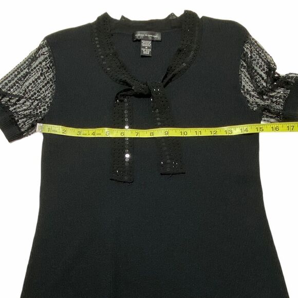 CABLE & Gauge Sheer Black Sequined Ribbed Top M - Picture 7 of 8